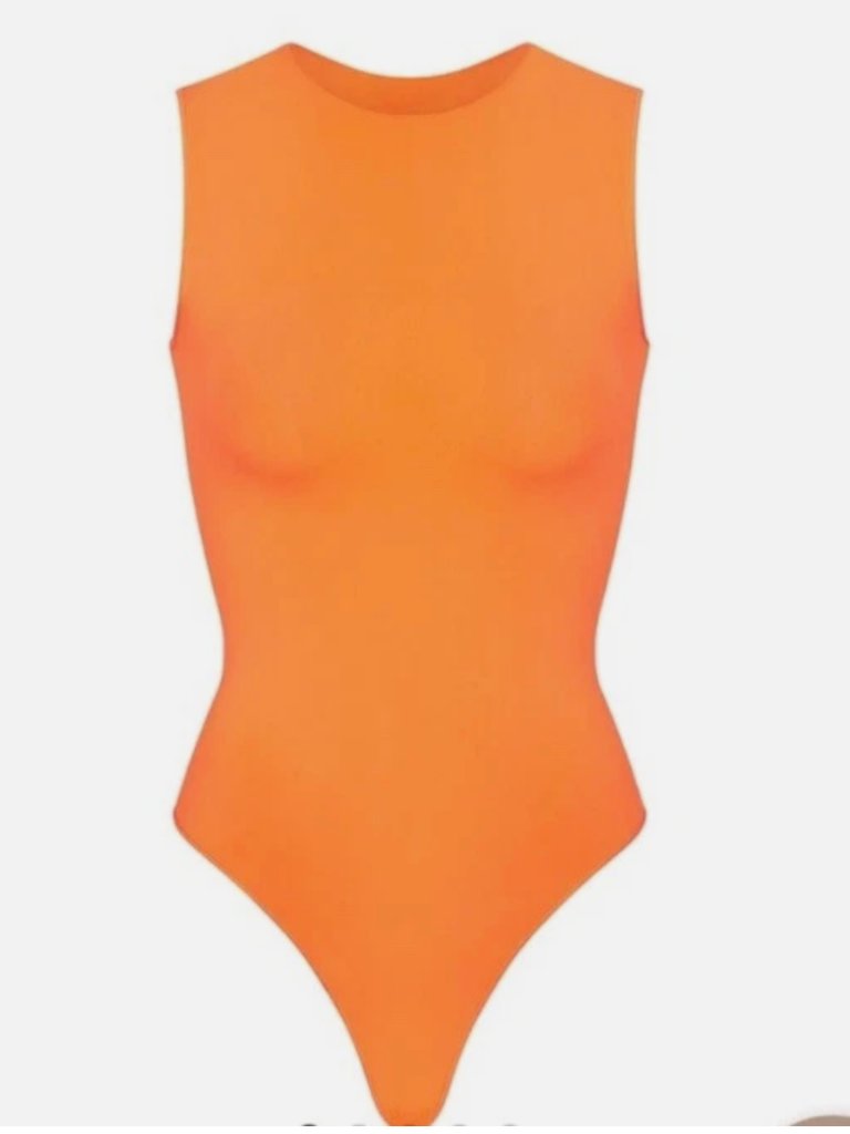 Skims Sleeveless High-Neck Bodysuit In Orange